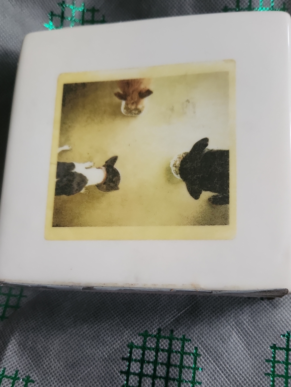 Popular Rae Dunn "polarized" home ceramic decor says "have a meal with friends"